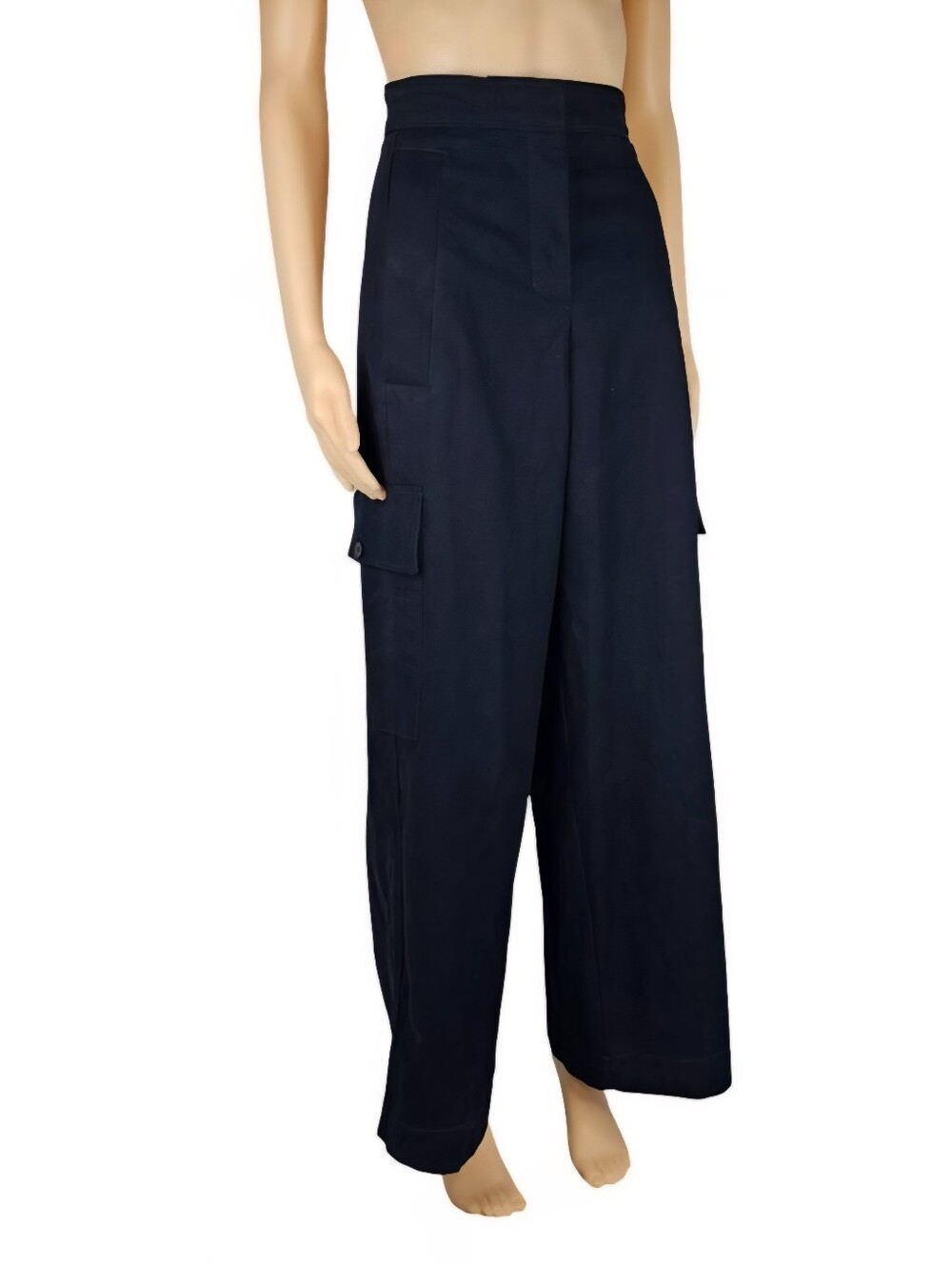 COS | Cropped Wide-Leg Cargo Trousers | Dark Navy Blue | Size 12 | NWOT - Picture 2 of 10